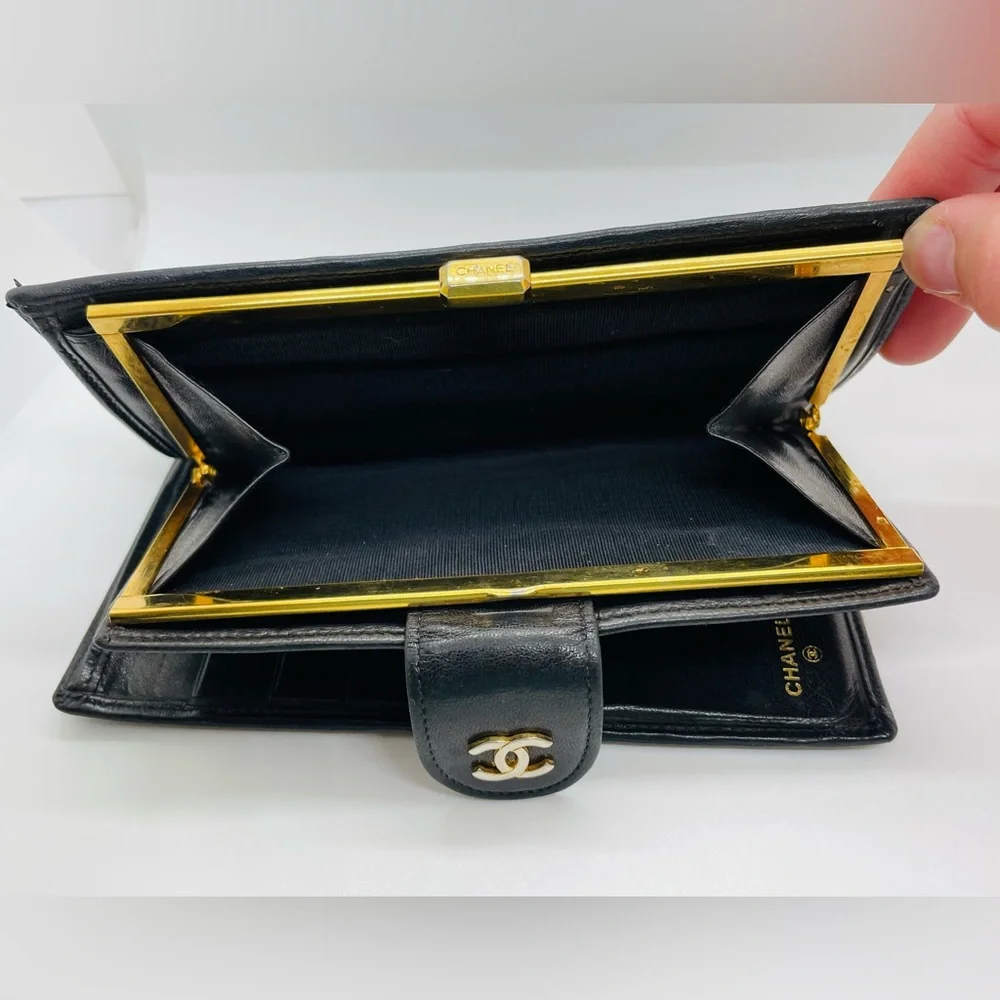 CHANEL Black Quilted Lambskin French Purse Wallet with COA! - Picture 11 of 16